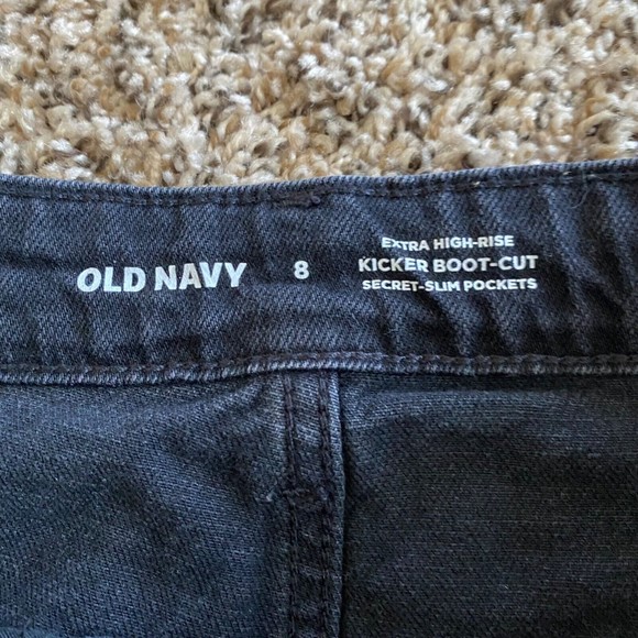 Old Navy Kicker Boot Cut Jeans Women's Extra High Rise Black Button Fly size 8 - Picture 4 of 5